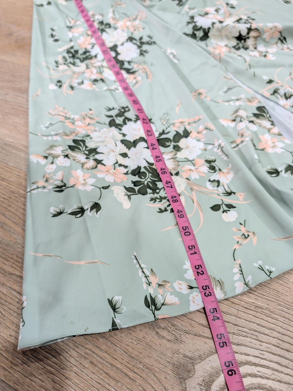 Azazie Sage Green Floral Satin Dress - Picture 5 of 7